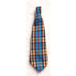 Vintage Barbie Ken Doll Clone Tartan Neck Tie Blue Yellow 1/6 Scale Mint